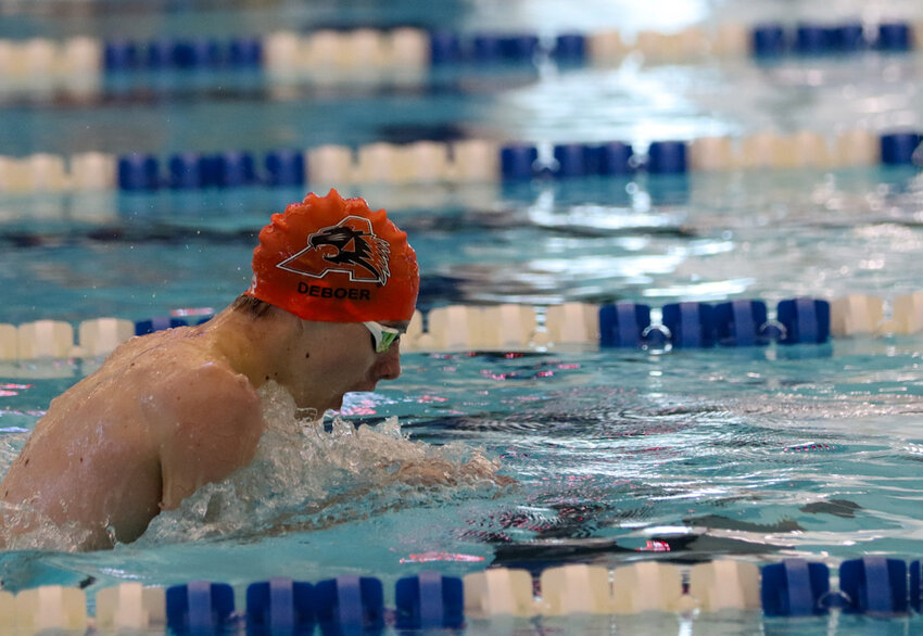 Sophomore Brayden DeBoer won all four of the events in which he competed, the only Aledo swimmer to do so at the District 5-5A Meet.