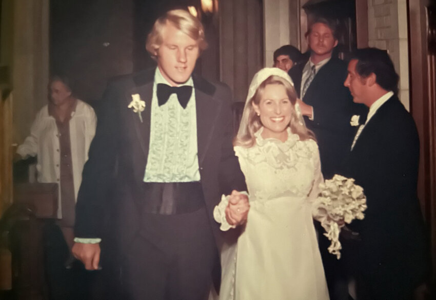 Steve and Barbara Russell exit the church after their wedding in 1973.