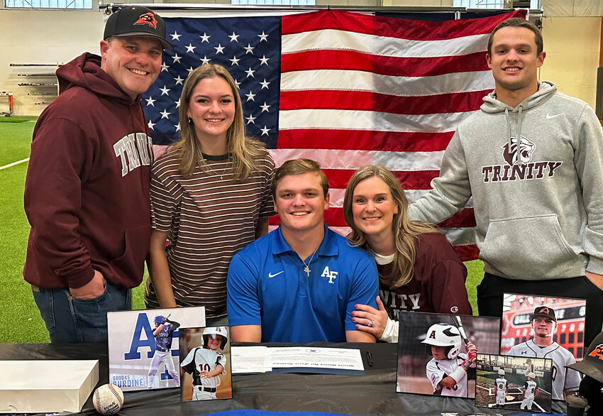 Brooks Burdine will play baseball at the Air Force Academy. He is shown with Landry, Elizabeth, Belle, and Blake.