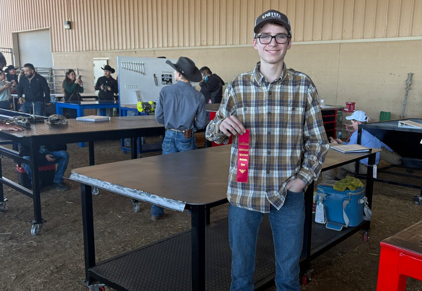 Tripp Hoff won a red ribbon for his shop table.