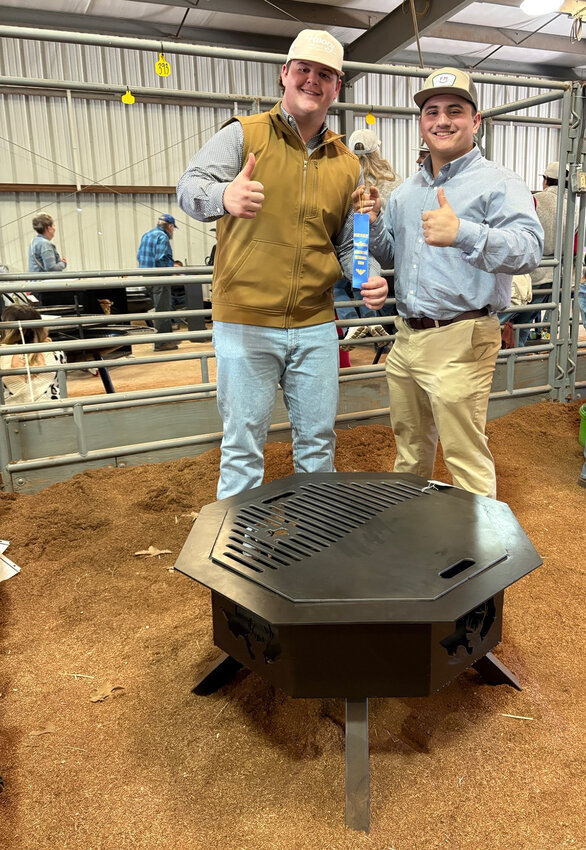 Grant Foreman and Anthony Flowers built a Texas fire pit that won a blue ribbon.