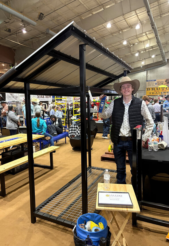 Garrett Hoff won a blue ribbon for his firewood rack.