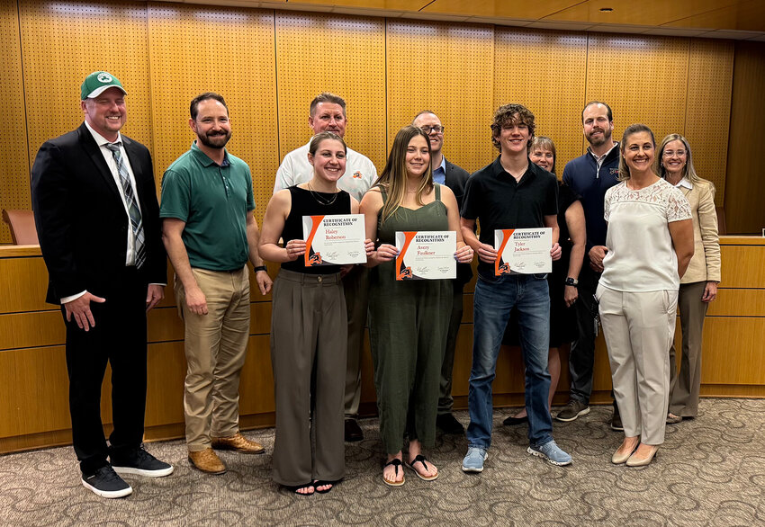 Academic All State swimmers from Aledo High School — Haley Roberson-2nd Team, Avery Faulker-1st Team, Tyler Jackson-Elite