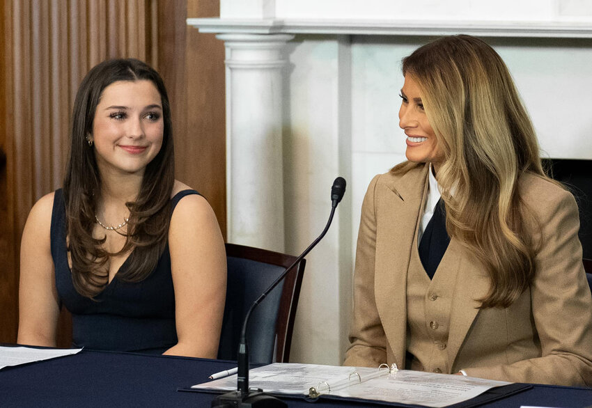 Elliston Berry is seated to the left of First Lady Melania Trump  at the First Lady’s Round Table concerning Take It Down.