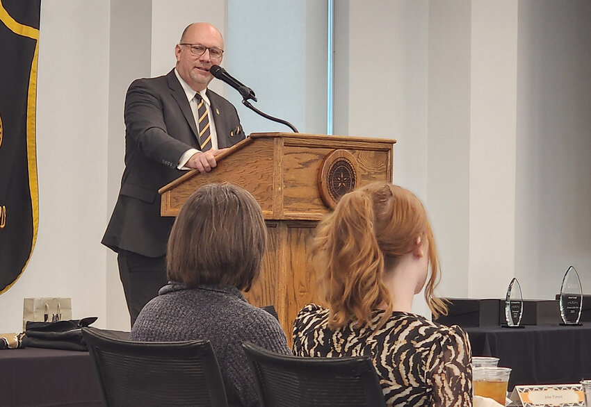 Weatherford College Vice President of Institutional Advancement Brent Baker was the emcee for the school’s 2025 Alumni Awards Luncheon Program