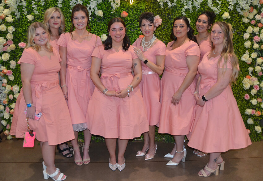 Members of Bloom Beauty Academy, a Bible-based aesthetics institute in Weatherford, sponsored a banquet table at the Grace House fundraiser. Pausing for a photo are instructors Morgan Baker, Maria Olvera, Brittany Lain, director and founder Toni Moore, and students Celeste Corral, Saylor Ohl, Elle’ Cole, and Jordyn Shetzline.