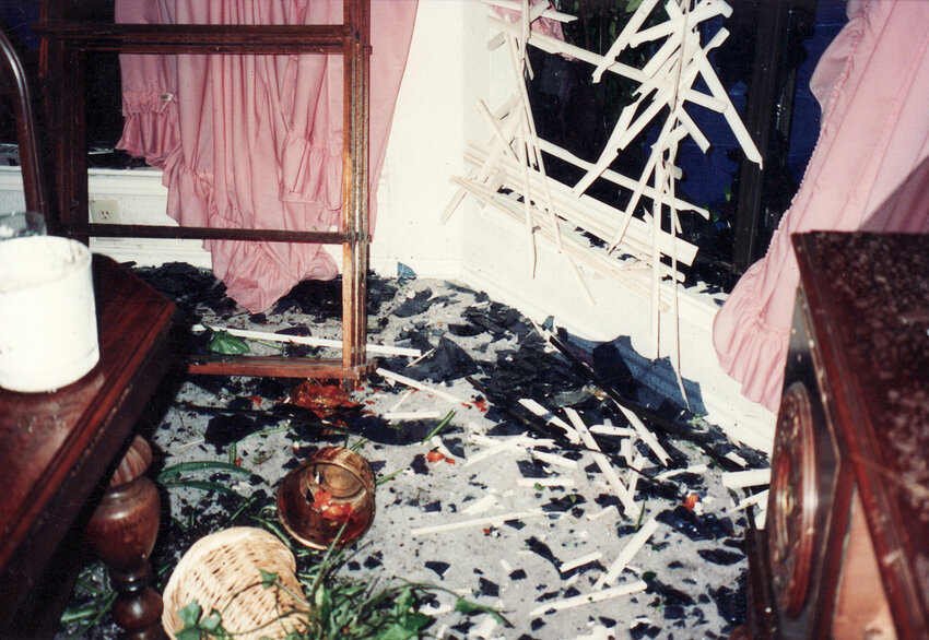 Shattered glass and damaged furniture were common in many Parker County homes after the 1995 hail storm.