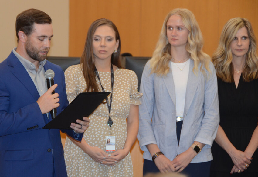 Economic Development Week was kicked off by presenting a proclamation to Ashley Seiler, director of economic development; Madison Reich, economic development coordinator; and Tammy Gozzola, president of Weatherford Chamber of Commerce for their groups’ efforts in helping Weatherford achieve a growth rate of 5.74 percent and being recognized by the International Economic Development Council.