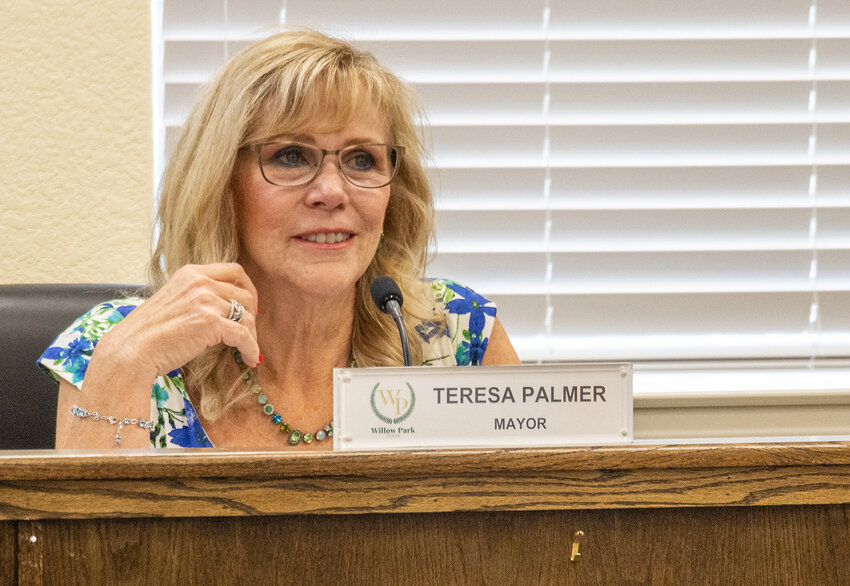 Newly sworn in Mayor Teresa Palmer gives her first speech during the city council meeting.