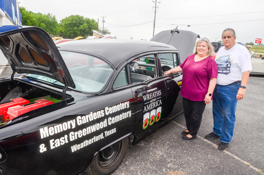 Barbara and Chris Hummel use their 1955 Chevy Bel Air to promote Wreaths Across America, a network of more than two million volunteers who conduct learning events to honor fallen soldiers and teach the value of freedom.