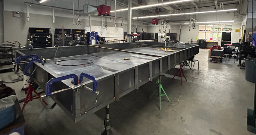 This large pan created by the Weatherford ISD Career and Technical Education department will hold the world’s largest peach cobbler to be made and served at the Parker County Peach Festival on Saturday, July 13 in downtown Weatherford.