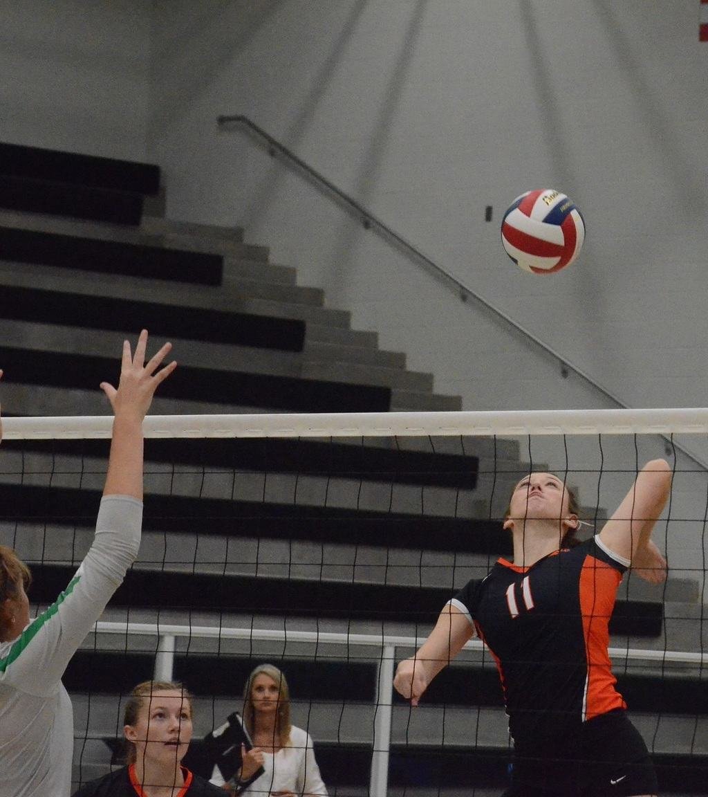 Aledo sophomore hitter Hannah Jones elevates for a kill Tuesday night during the Ladycats' 25-10, 25-6, 25-14 sweep over Azle in a District 6-5A match at Azle..