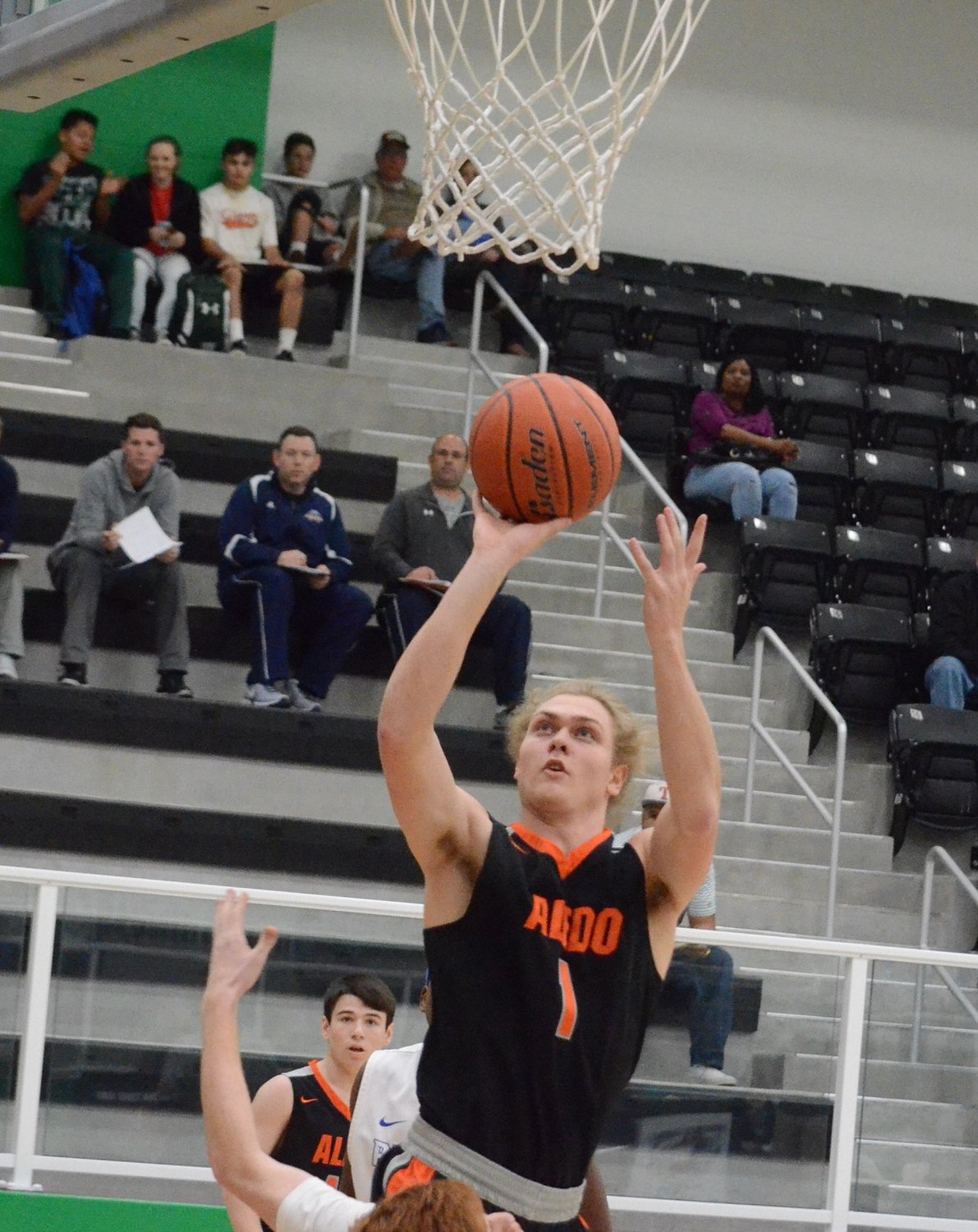 Aledo senior post Cam Caldwell puts up a short jumper Friday night during the Bearcats' loss to Boswell in a District 6-5A fourth-place tiebreaker game at Azle. Caldwell led the Bearcats with 17 points. Photo by Tony Eierdam