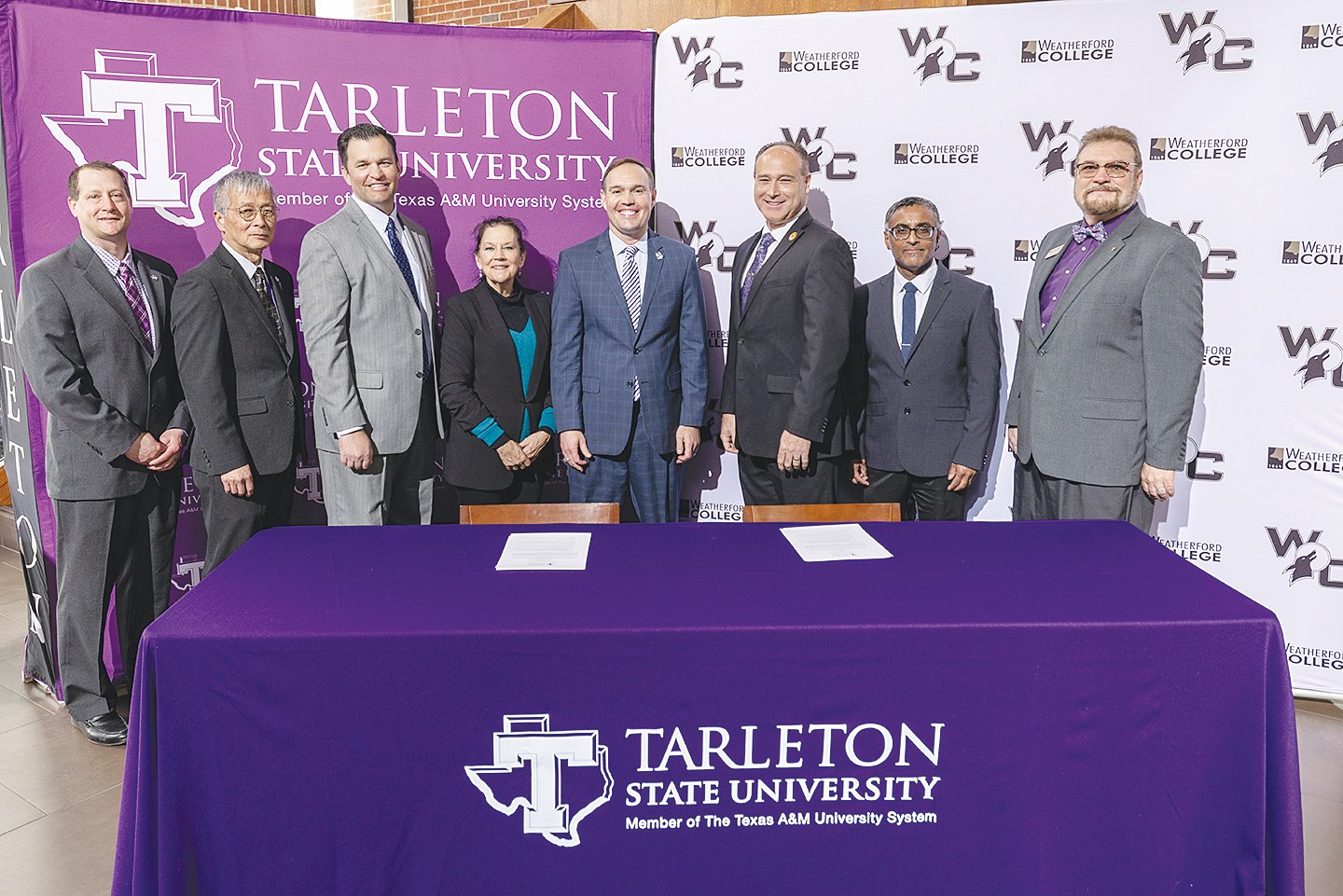 Representatives of Tarleton State University and Weatherford College signed an articulation agreement on March 8.