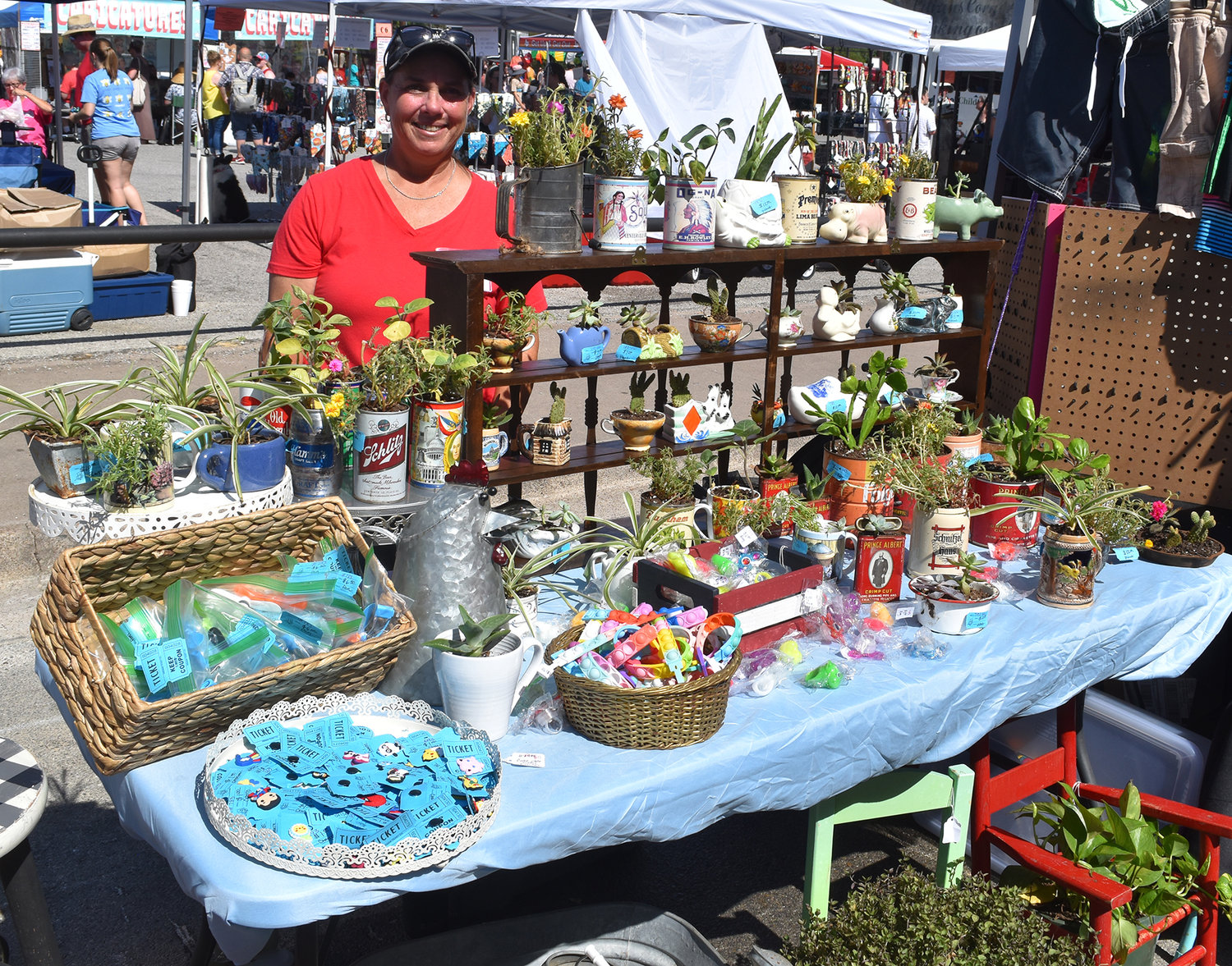 Traci Shipley of Blessings Recycled had plenty of offerings from her shop on the square.