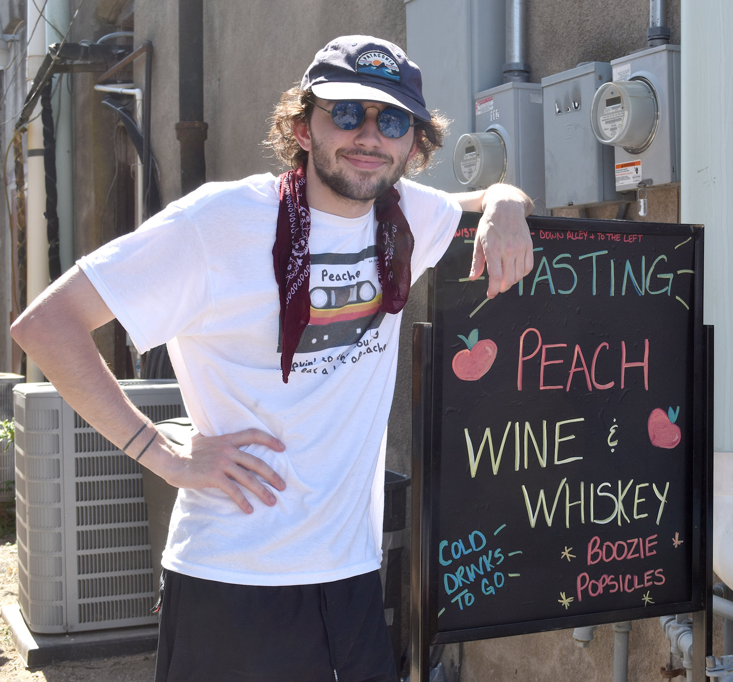 Austin Kennedy of Whiskey Snifter was offering tastings of peach whiskey and wine.