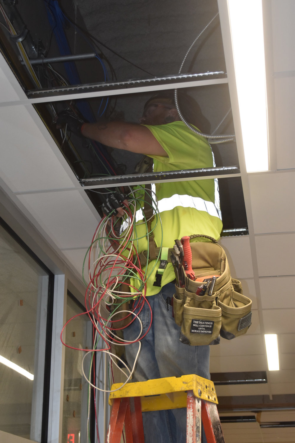 Wiring work at Aledo Middle School