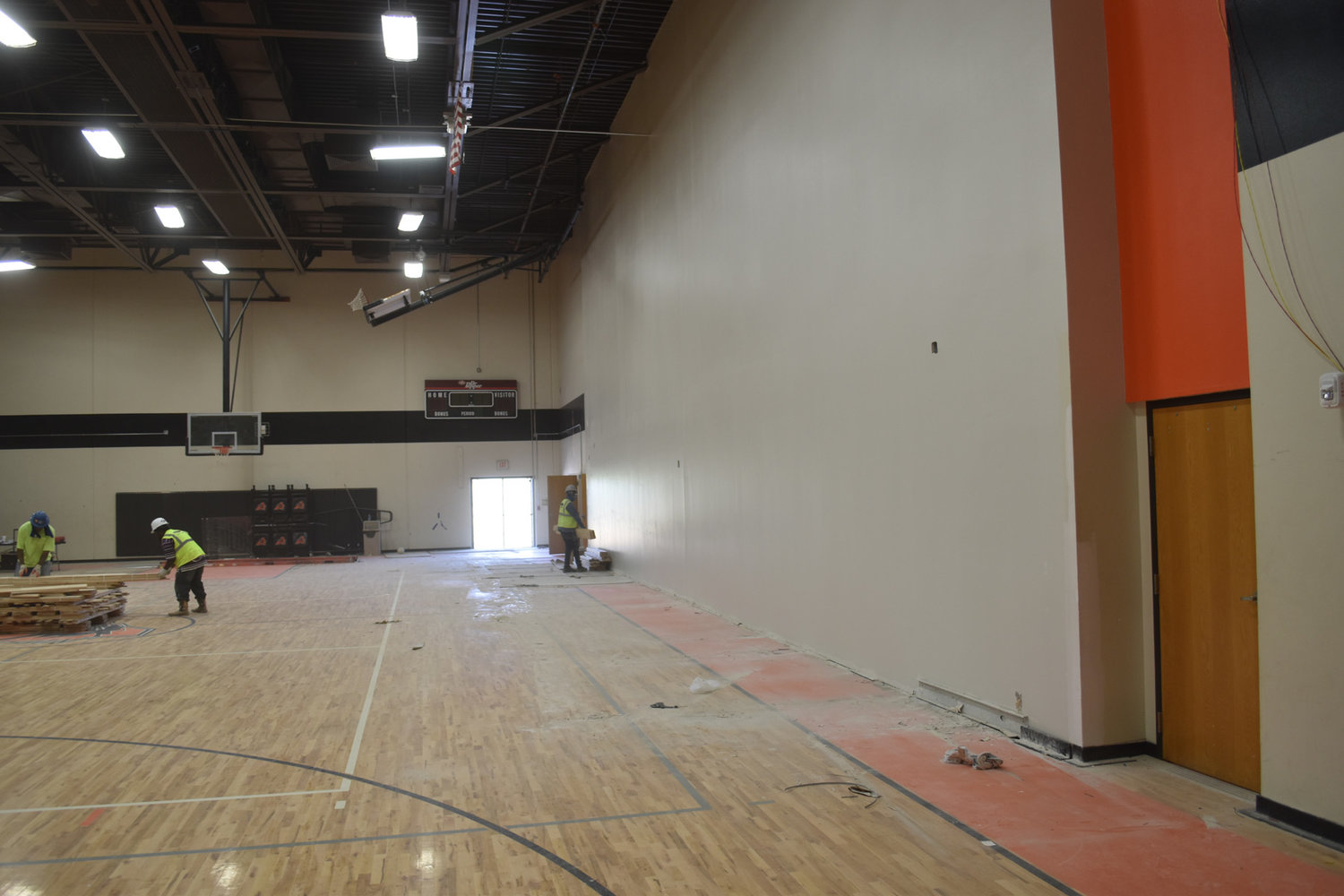 The gym floor at the MPC. The wall on the right is where the stage once was.