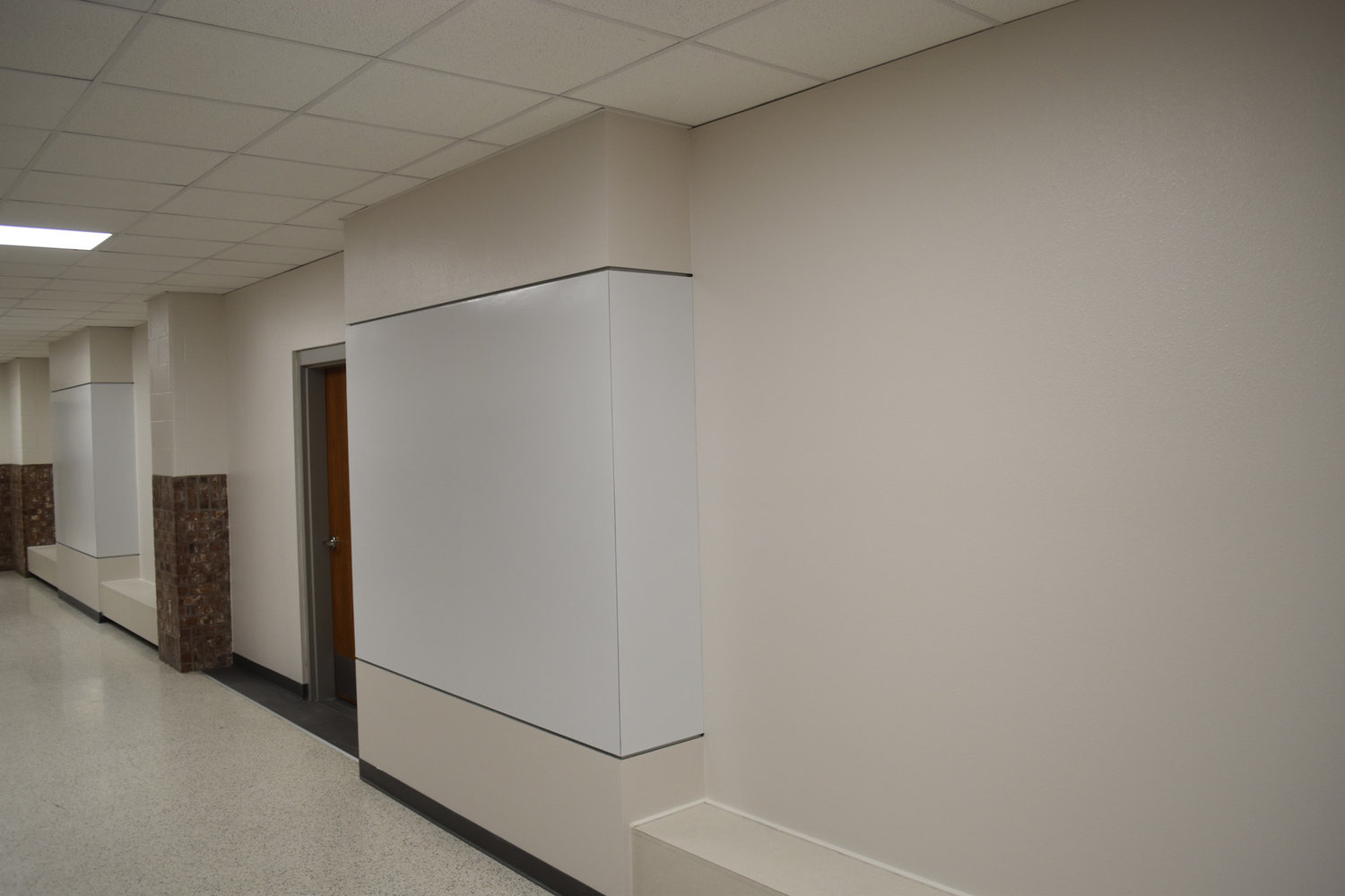 Whiteboard wall in one hallway