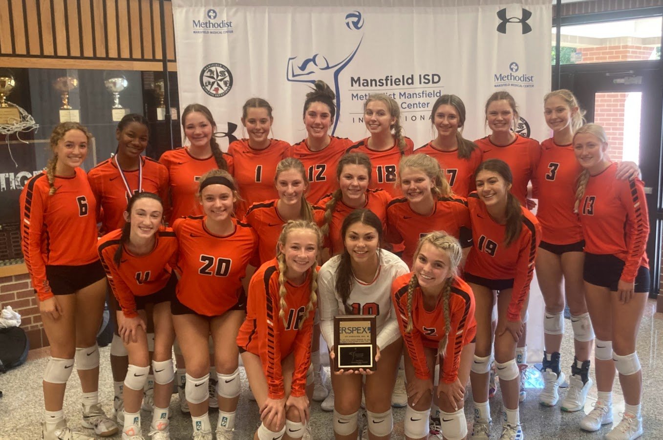 Aledo Ladycats pose after placing third in Mansfield ISD Tournament