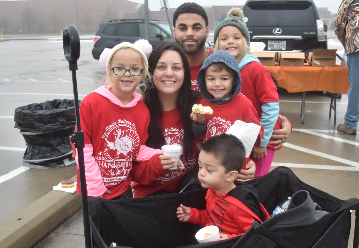 The Lilavois family came ready to run. Shown are Jordain and Ashley along with children Addyson, Brooklynn, Cason, and Jape.