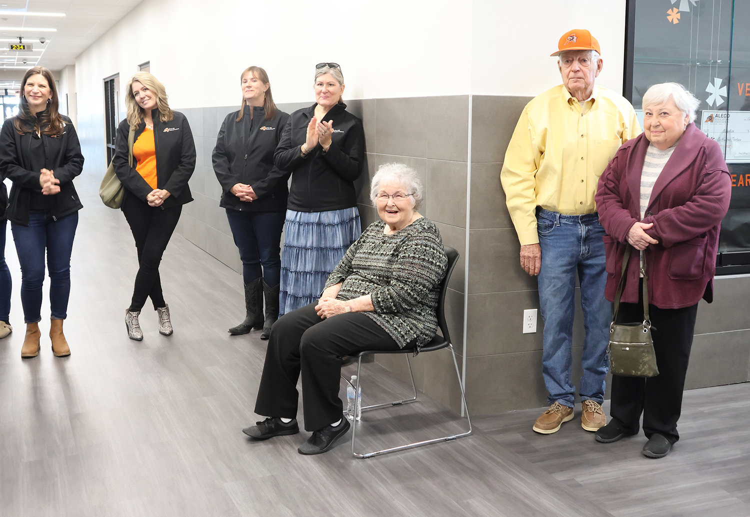 Nell McAnally, wife of the school's namesake Charles McAnally, is shown with AISD school board members at the ribbon cutting for McAnally Middle School. Also shown are Marvin and Peggie Herring.