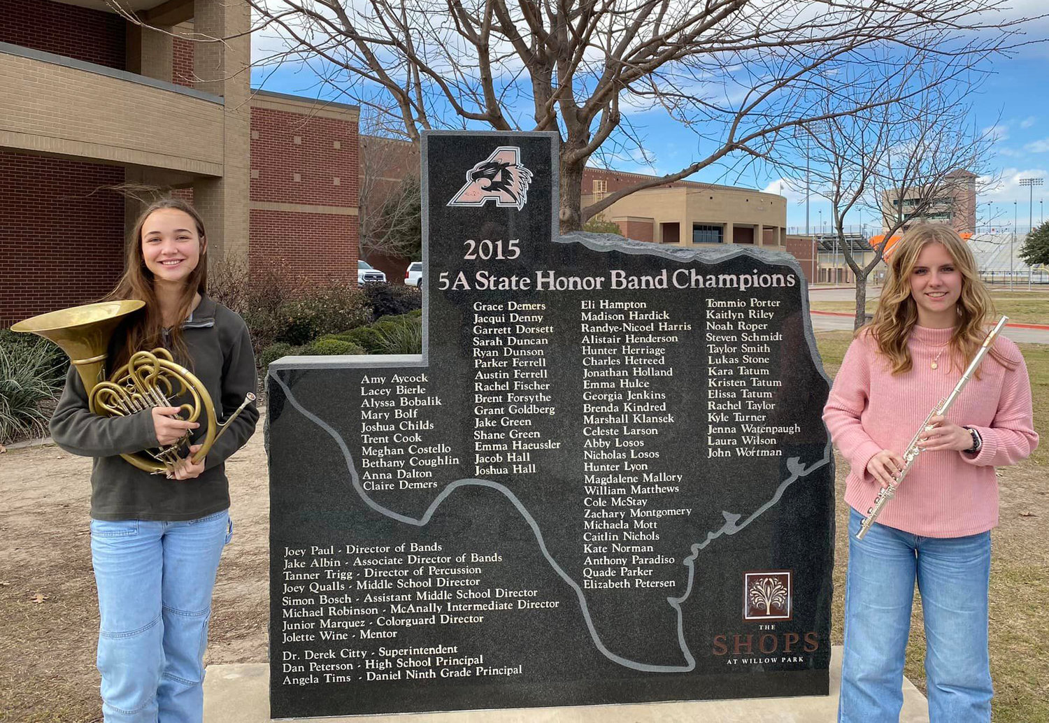 All State Band members from Aledo High School are sophomore French Horn player Isabella Stamper and junior Jane Claire Anderson (Flute).