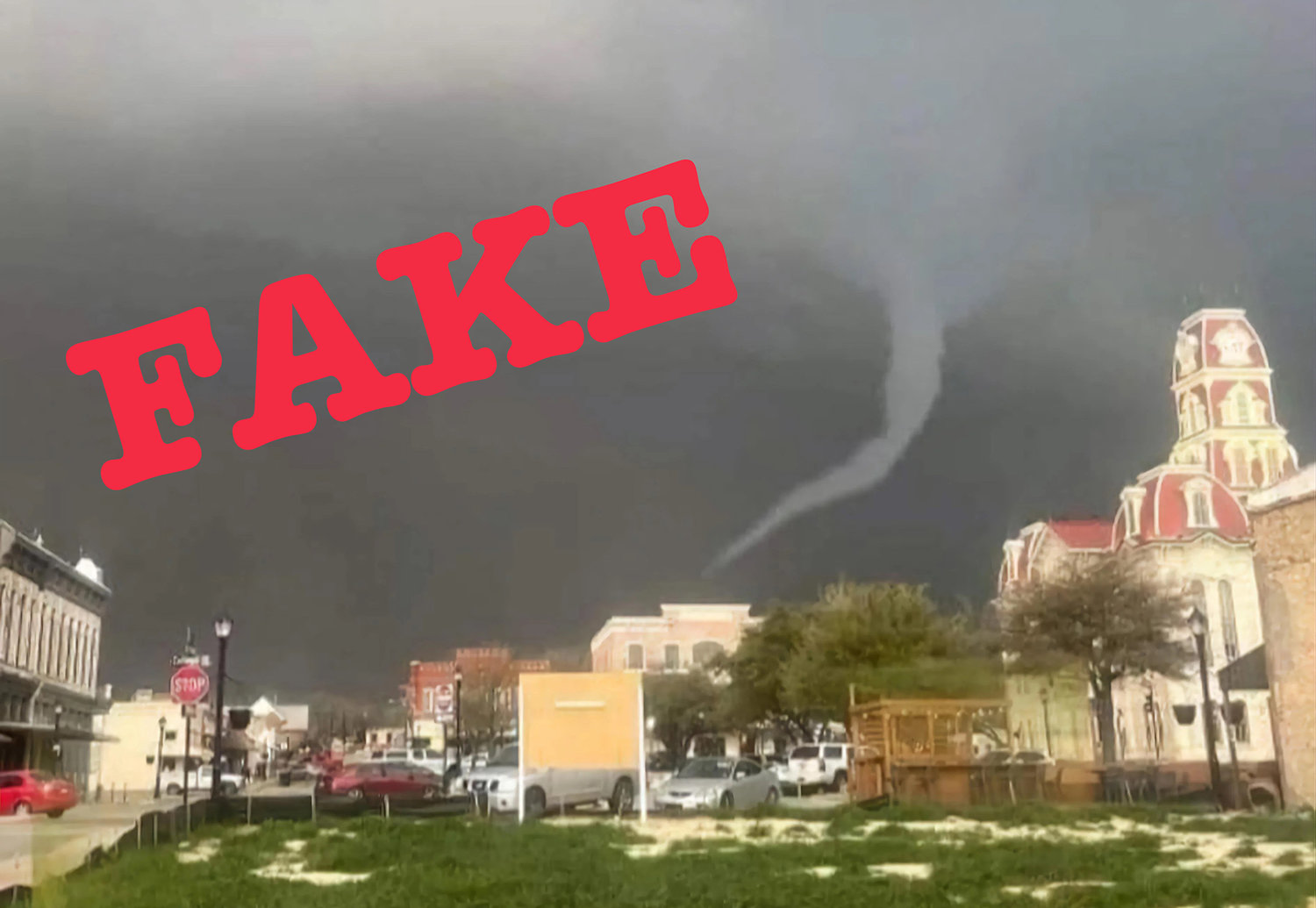 A fake tornado photo made the rounds on social media last week during large storms in Parker County.