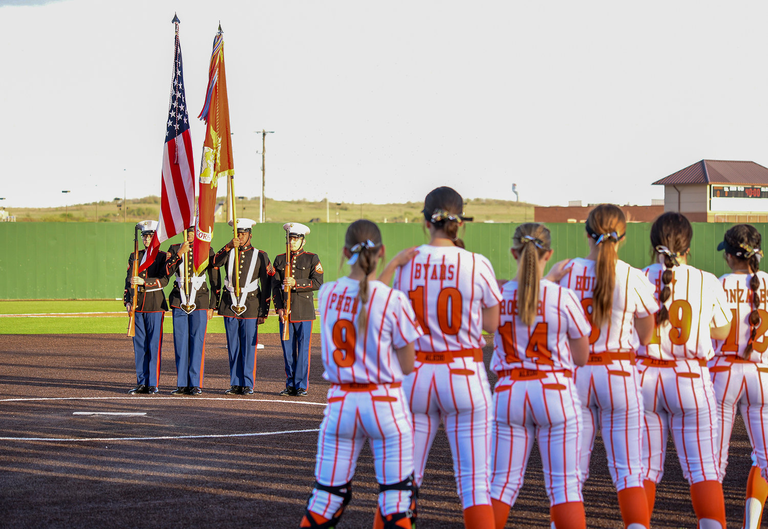 Ladycats pay tribute to our military and first responders before the game against Granbury Pirates.