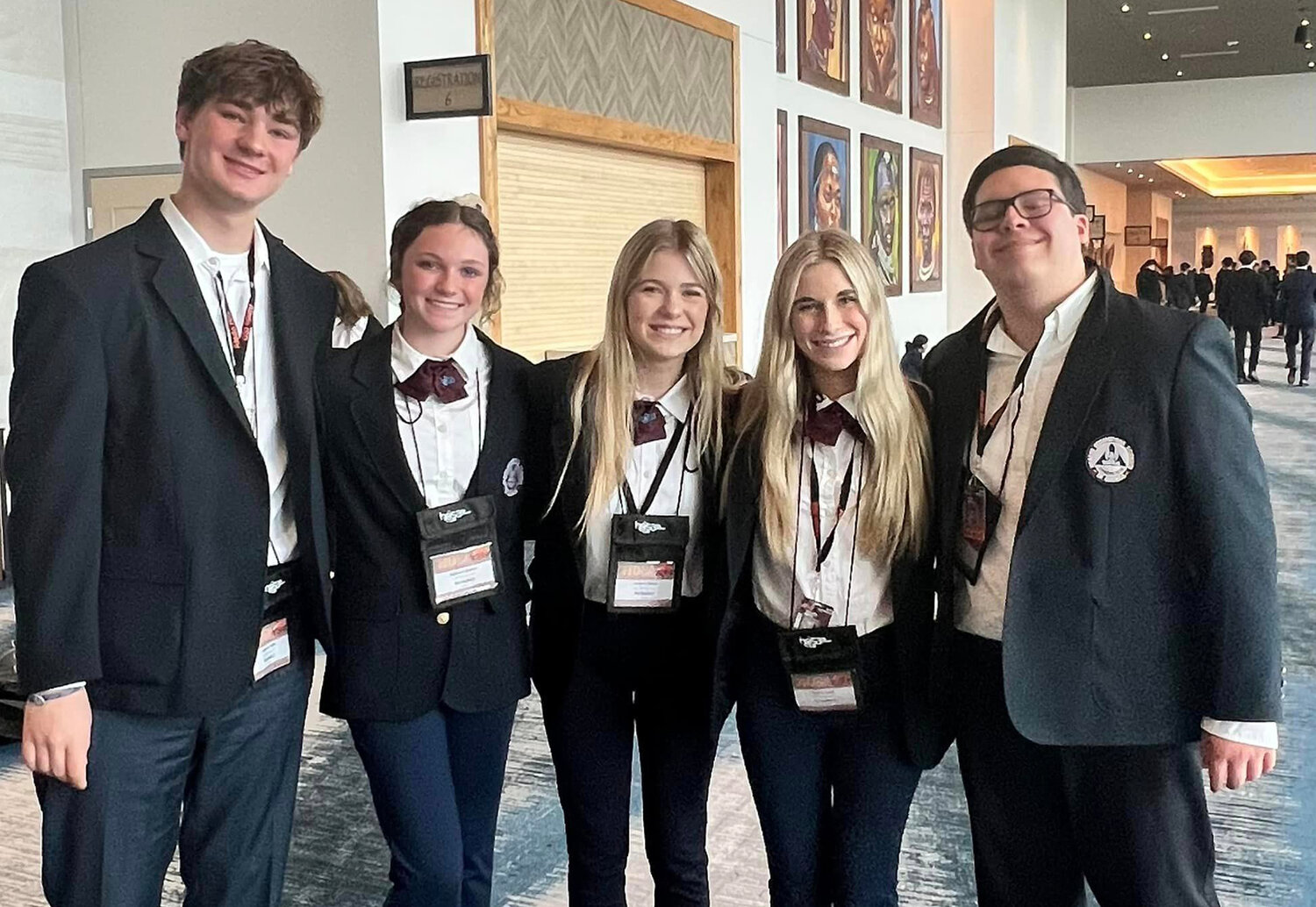 Aledo High School’s HOSA state qualifiers included (from left) Lanham Watts, Addison Redifer, Audrey Hood, Taylor Smith, and Petey Montoya.