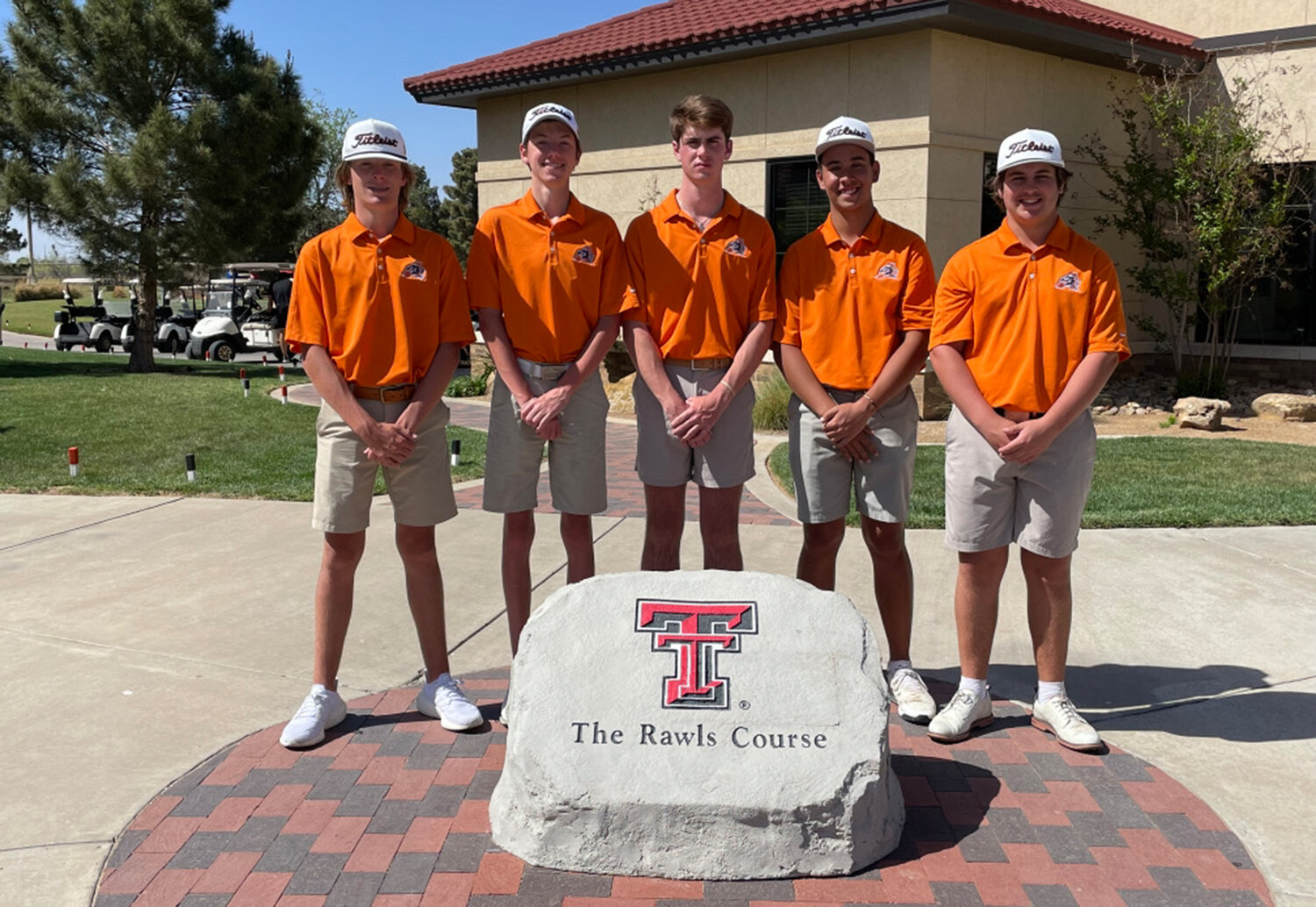 The Aledo Bearcats finished fourth at the 5A Region 1 Boys Golf Tournament in Lubbock. Pictured are (from left) Grayson Freeman, Dylan Kiser, Helton Mosiello, Braylon Mahanay and Jett Moore.