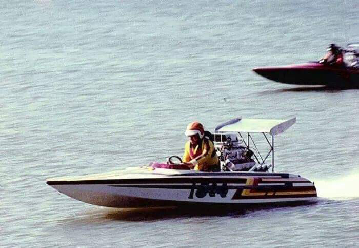 Marvin Savage is shown in his boat racing days. He is hosting a speed boat reunion on Saturday, May 6.