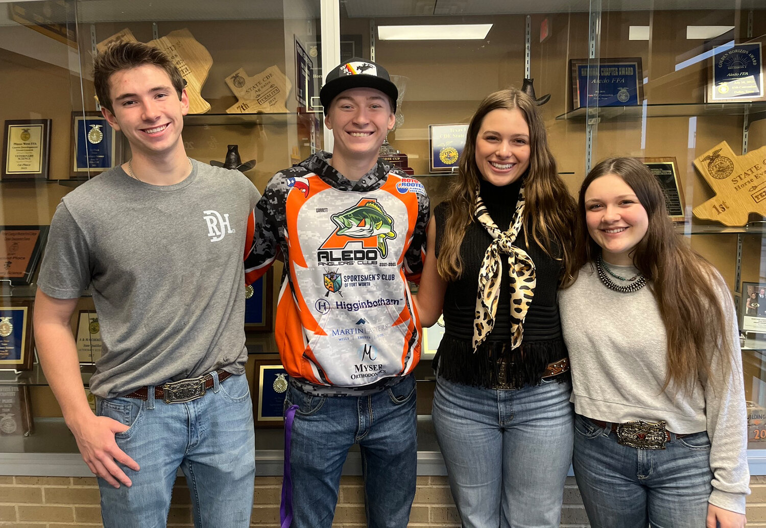 From left: Preston Ross, Garrett Hoff, Alexa Rohe, Emmi Garrison each received a $1,000 FFA SAE grant. The four Aledo High School students are among only seven grants offered statewide.