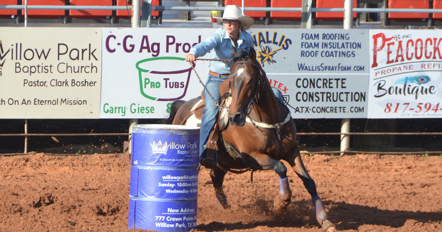 Katelyn Scott of Odessa earned $618 for her place in the Parker County Rodeo barrel racing competition. The event was her nineteenth rodeo of 2024.