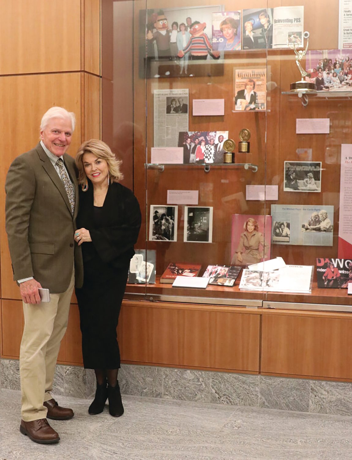 Pat Mitchell, a UGA alumna and past president of PBS and CNN productions, spoke at the UGA Special Collections Libraries on Nov. 4, 2019. She was introduced by her former classmate Tom Johnson (ABJ ’63), who then talked with her about her new book, “A Dangerous Woman.”..Photo: Sarah E. Freeman.