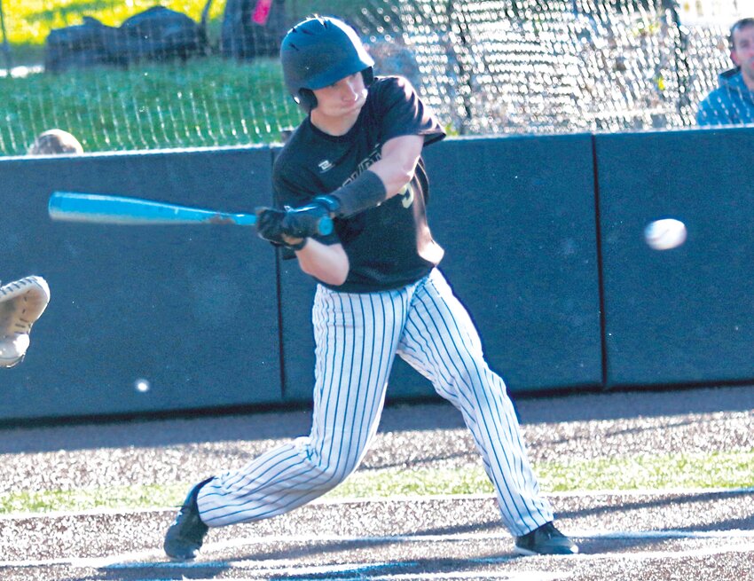 Fayette senior Thomas Elliott picks up a hit in his final game in a Falcon uniform.