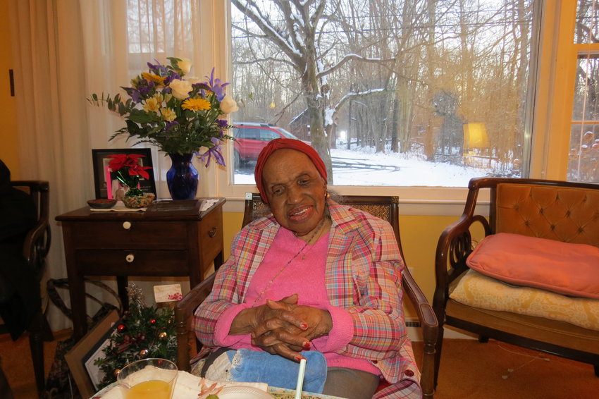 Frederica Warner at home on her 100th birthday, December, 2017.