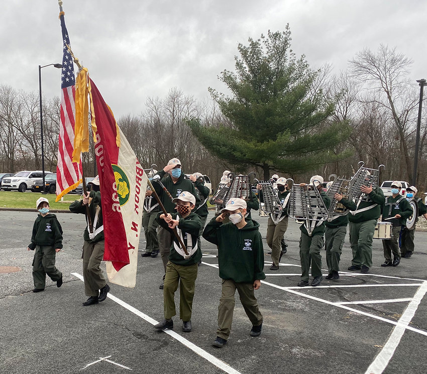 Maybrook Scout Troop 236 marches at the Town of Montgomery Veterans Day ceremony last Wednesday.