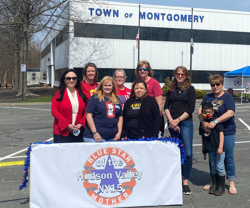 The Hudson Valley chapter of the Blue Star Mothers of America pose at their donation drive on Friday in front of Montgomery Town Hall.