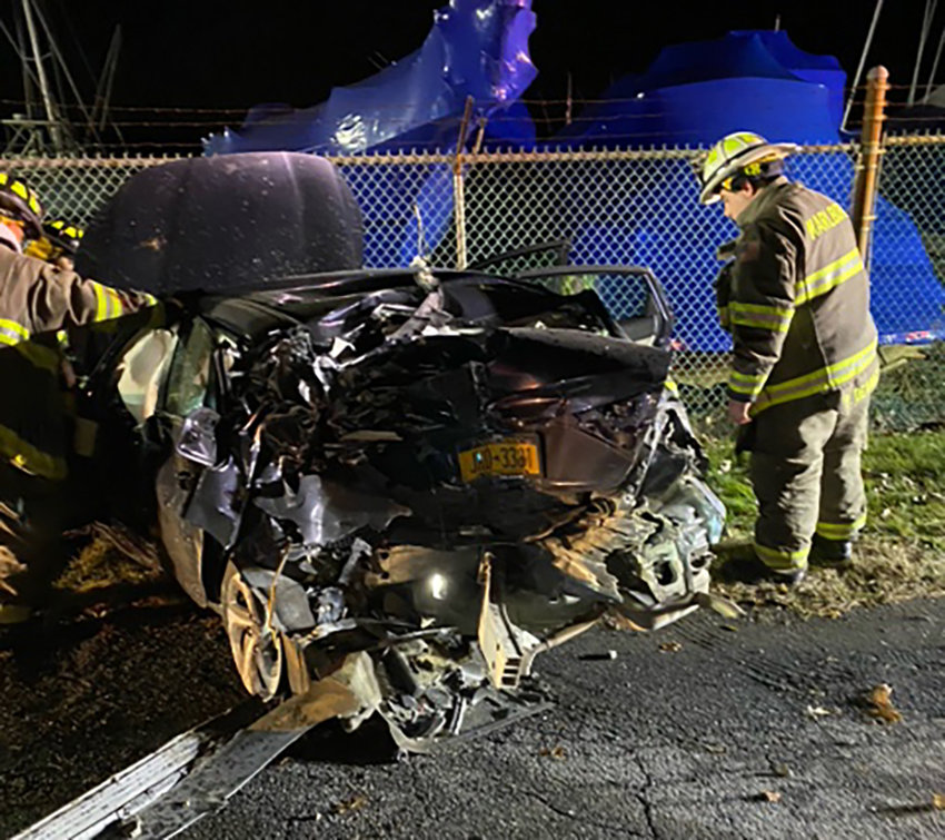 On Saturday evening a vehicle driven by Mark Delacorte, got hung up at the railroad crossing in Marlboro and was hit and destroyed by a northbound train. No one was hurt in the accident.