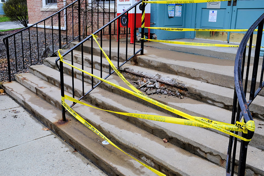 The crumbling steps at the Lloyd Town Hall will be completely replaced.