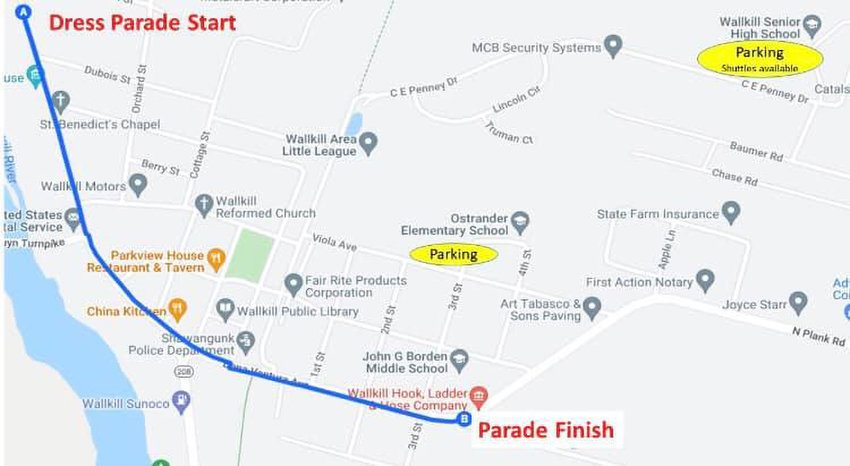 The Parade Route for Saturday&rsquo;s Wallkill fire parade.