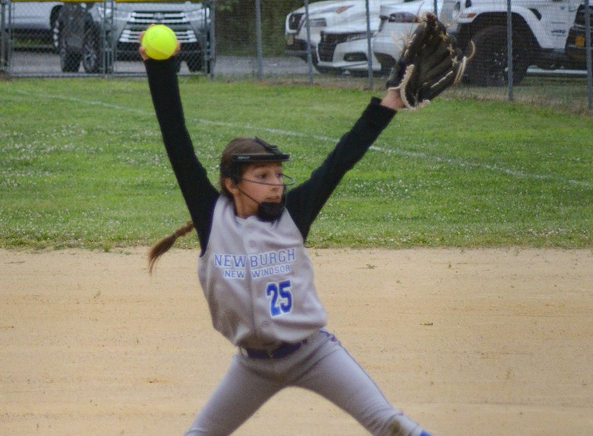 Town of Newburgh-New Windsor&rsquo;s Julie Clarino pitches during Wednesday&rsquo;s District 19 Majors softball game at Port Jervis Little League.