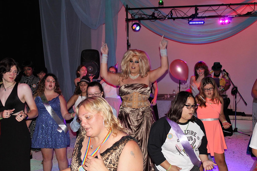 The dance floor was crowded at the Kaleidoscope Pride Prom at Walden&rsquo;s New Rose Theatre.