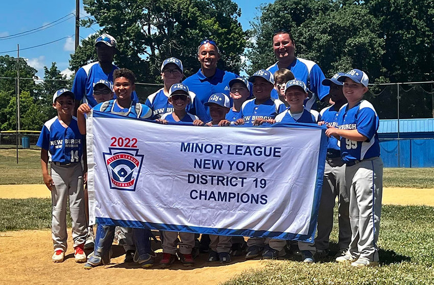 The Town of Newburgh-New Windsor Minor League All Stars proudly display their pennant.