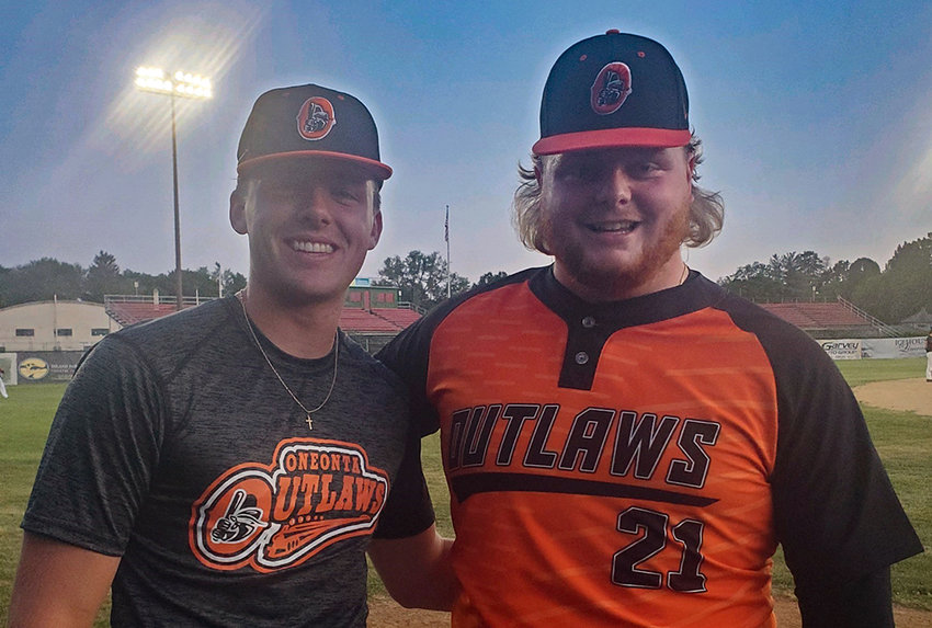 Highland&rsquo;s Ethan Thompson and Marlboro&rsquo;s Freddie Callo are spending their summer playing for the Oneonta Outlaws, part of the Perfect Game Collegiate Baseball League.