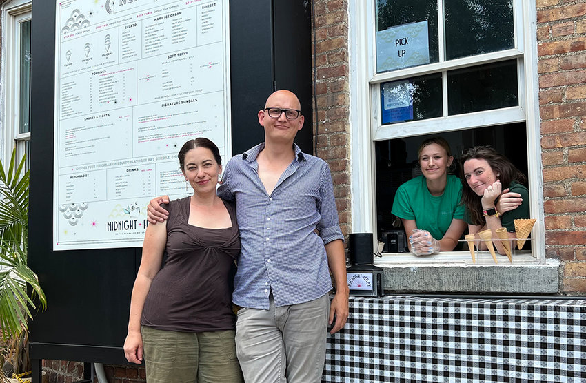 Midnight Ferry&rsquo;s owners Ellen Sigunick and Philippe Pierre welcome you to stop by the Newburgh Waterfront to try their ice cream and additional desserts.