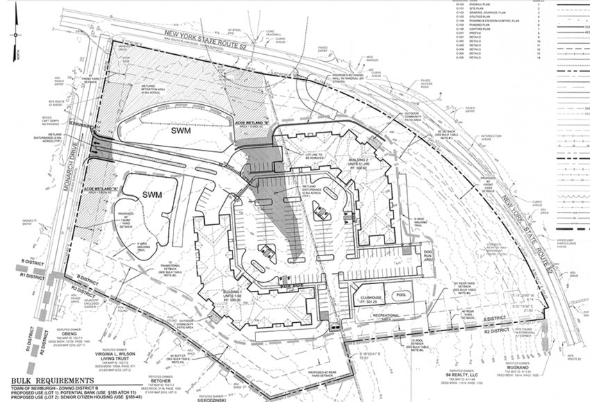 The proposed site plan for the Monarch Woods Senior Housing project off of Monarch Drive.