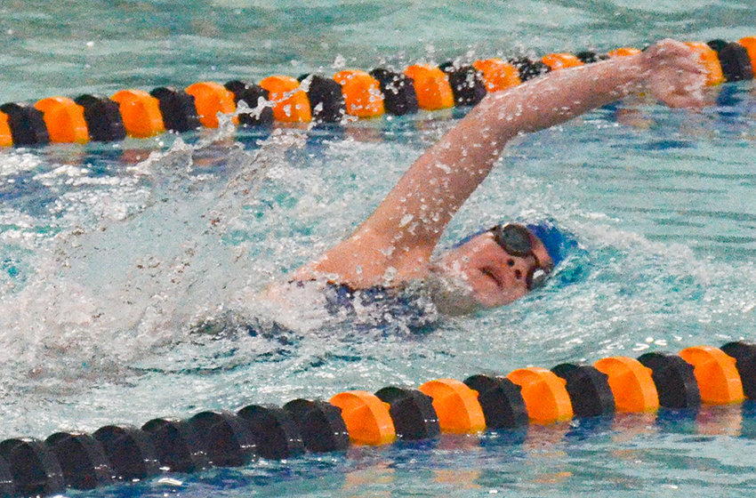 Wallkill&rsquo;s Kaitlyn Bonner swims the 500-yard freestyle during an Oct. 5 OCIAA girls&rsquo; swimming and diving meet.