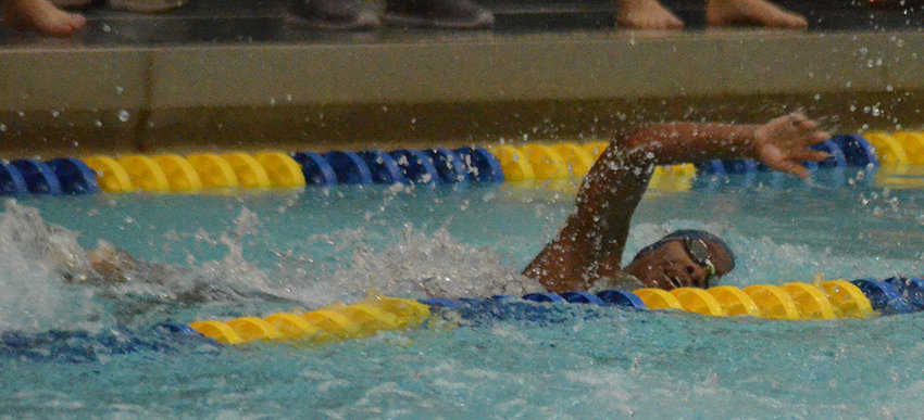 Newburgh&rsquo;s Jordyn Bryant swims the 100-yard freestyle during the OCIAA Division I championship meet on at Washingtonville High School.